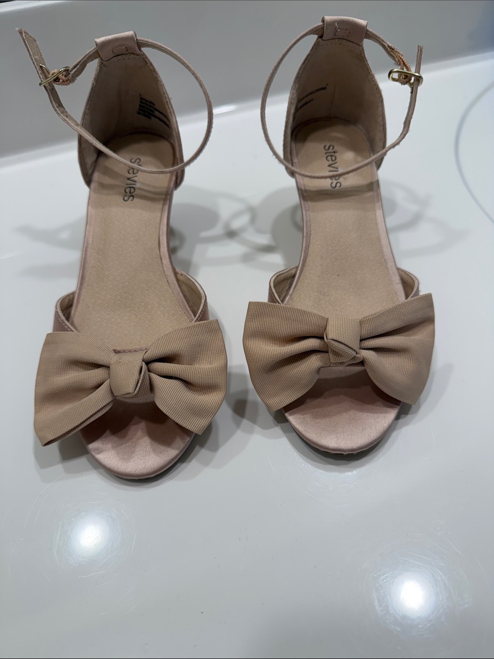 Stevies Nude Bow Ankle-Strap Dress Sandals